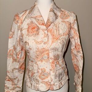 Peck & Peck Orange and White Floral Suit Jacket